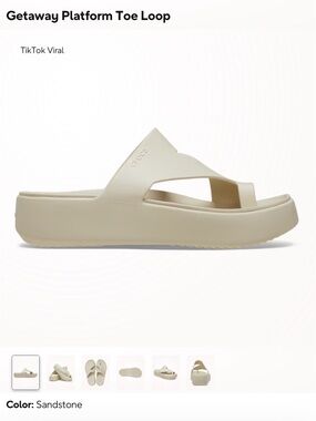 CROCS Getaway Platform Toe Loop Sandstone Sandals